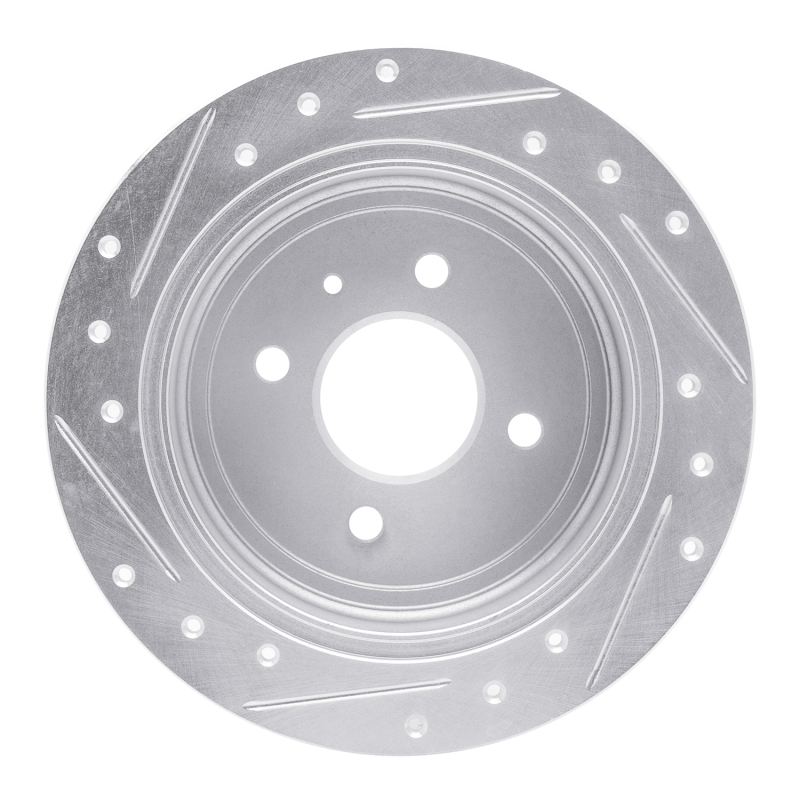 Chevrolet Spark EV Brake Rotor (1) - Rear Right - R1 Concepts - Drilled & Slotted - Silver - `14-`16